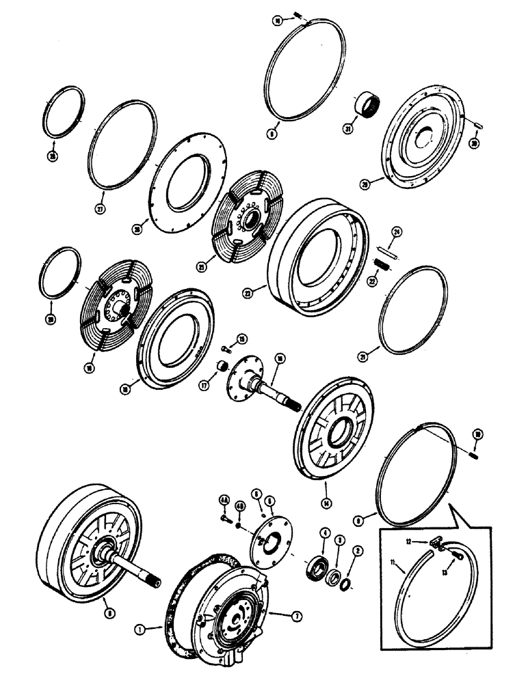 Схема запчастей Case 680CK - (058) - TRANSMISSION AND RELATED PARTS, FORWARD AND REVERSE CLUTCH (21) - TRANSMISSION