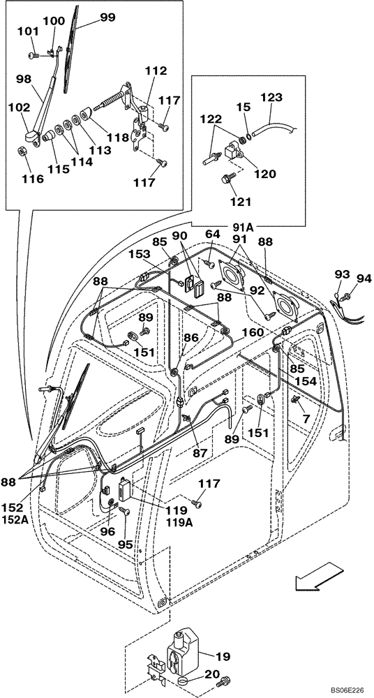 Схема запчастей Case CX800 - (04-06) - CAB ELECTRICAL - WIPER, WINDSHIELD (04) - ELECTRICAL SYSTEMS