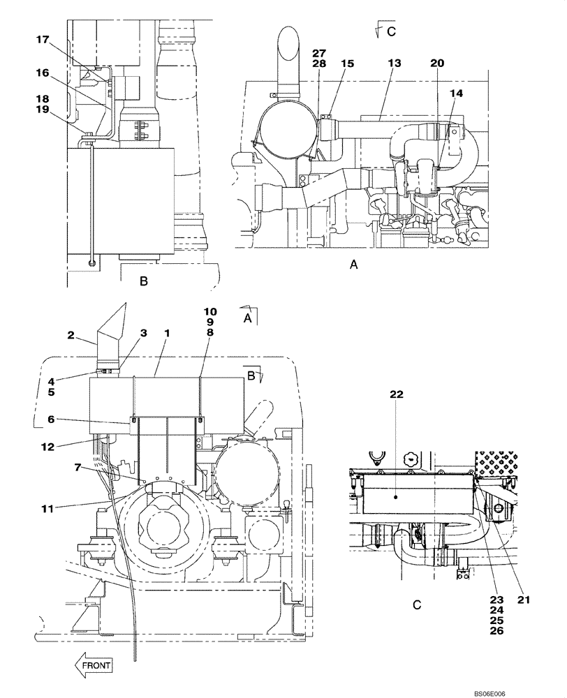 Схема запчастей Case CX800 - (02-02) - EXHAUST SYSTEM - MUFFLER (02) - ENGINE