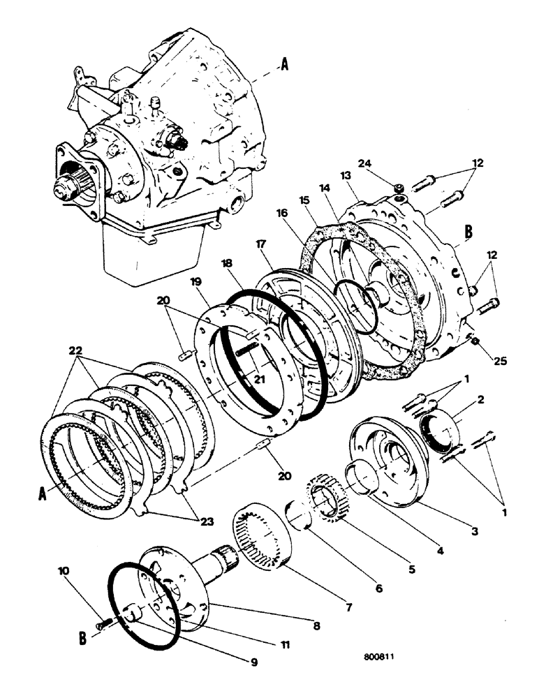 Схема запчастей Case 580G - (148) - POWER SHUTTLE - CHARGING PUMP AND REVERSE CLUTCH (06) - POWER TRAIN