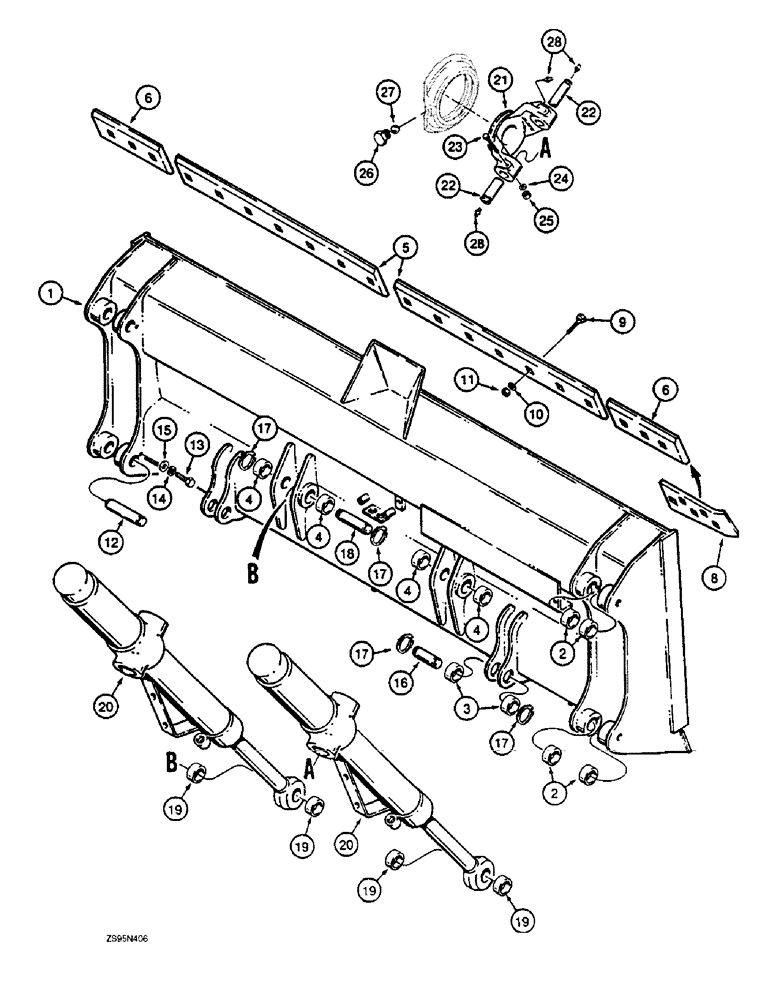 Схема запчастей Case 1150E - (9-014) - LGP TILT DOZER MODELS, BLADE AND LIFT CYLINDER MOUNTING (09) - CHASSIS/ATTACHMENTS