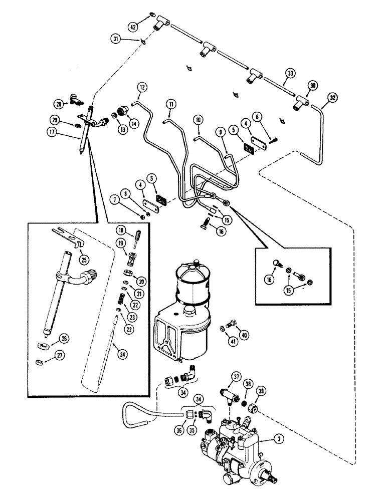 Схема запчастей Case 310G - (024) - FUEL INJECTION SYSTEM, (188) DIESEL ENGINE, 1ST USED ENG. SN. 26227377 (02) - FUEL SYSTEM