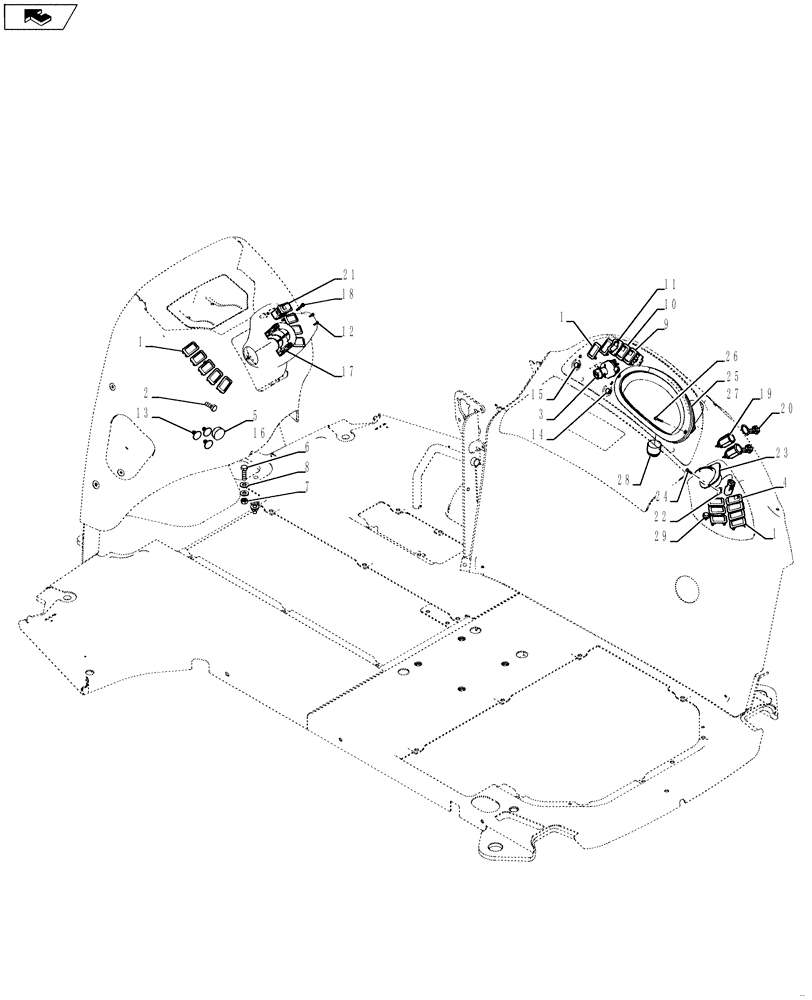 Схема запчастей Case 590SN - (55.512.16[01]) - VAR 423059, 423061, 423062 - ELECTRICAL - SIDE CONSOLE, S AND H TYPE POWERSHIFT TRANSMISSION (580SN, 580SN WT, 590SN) (55) - ELECTRICAL SYSTEMS