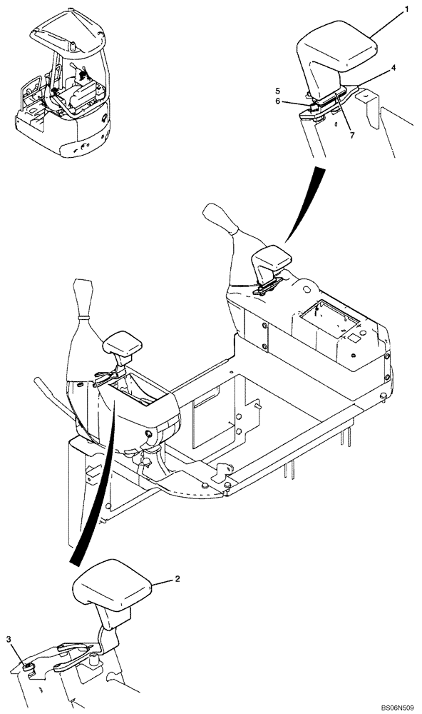 Схема запчастей Case CX17B - (01-024[00]) - WRIST SUPPORT, OPERATOR CONTROLS (PU03M01368F1) (90) - PLATFORM, CAB, BODYWORK AND DECALS