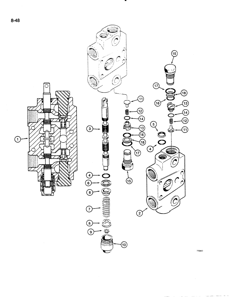 Схема запчастей Case 35C WL - (8-48) - BACKHOE CONTROL VALVE, DIPPER EXTENSION SECTION (08) - HYDRAULICS