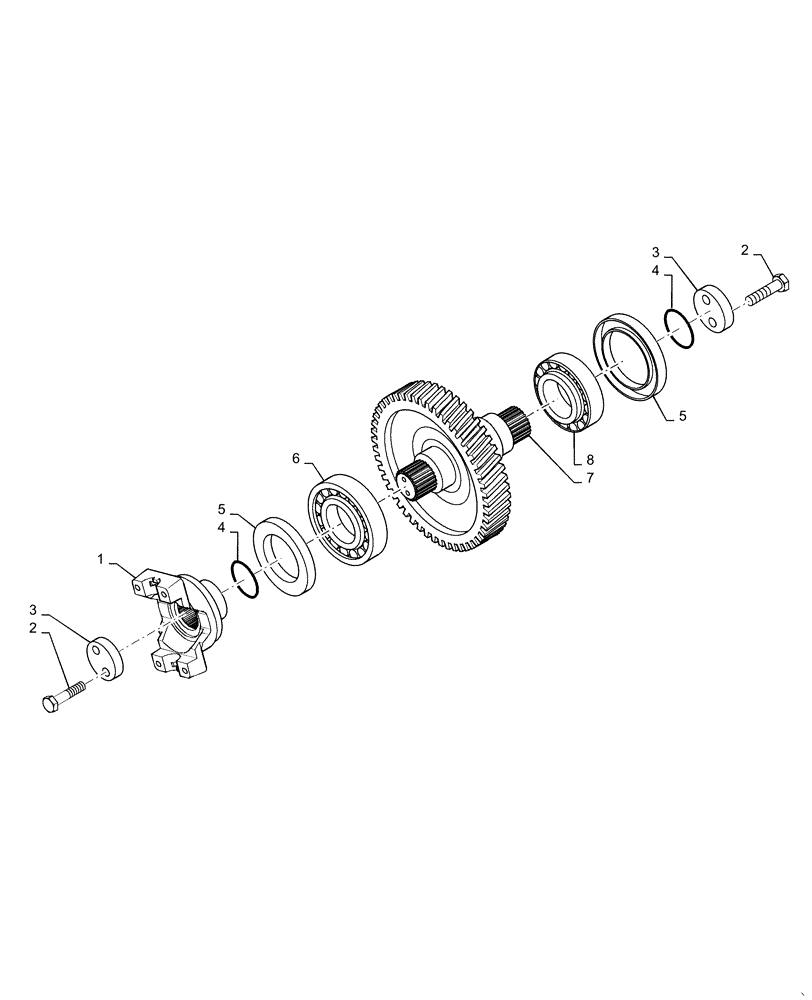 Схема запчастей Case 521F - (21.155.05) - OUTPUT SHAFT ASSEMBLY (21) - TRANSMISSION