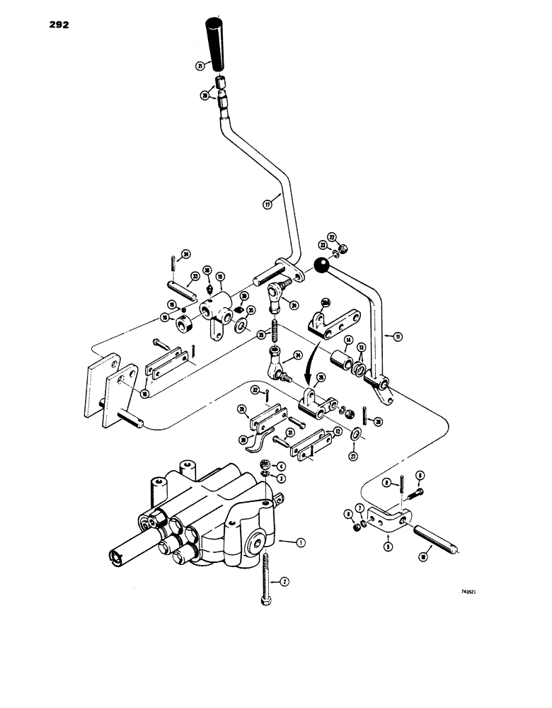 Схема запчастей Case 450 - (292) - THREE SPOOL VALVES AND LEVERS, ALL VALVES HAVE PART NUMBER ON VALVE IDENTIFICATION PLATE (07) - HYDRAULIC SYSTEM