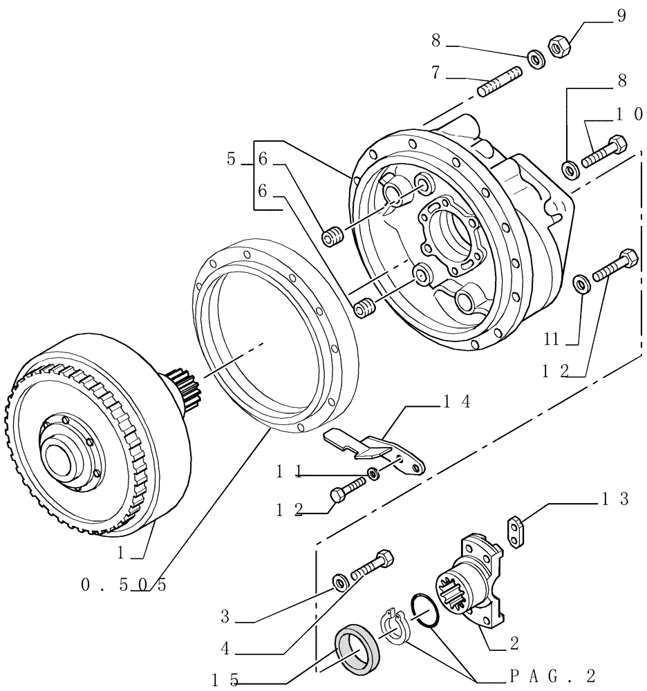 Схема запчастей Case 1850K - (1.200[01]) - UNIT TORQUE CONVERTER Hydrostatic Transmission