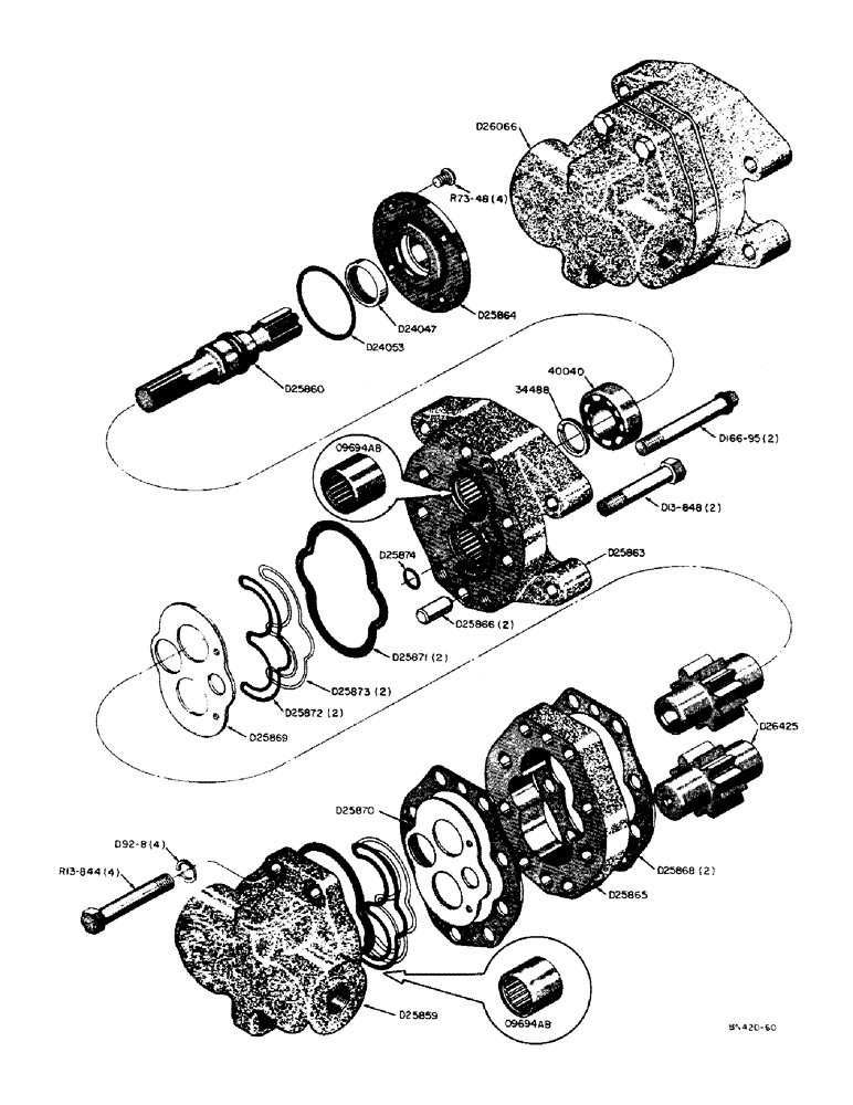 Схема запчастей Case 310 - (34) - D26066 HEAVY DUTY HYDRAULIC PUMP (19 G.P.M.) 