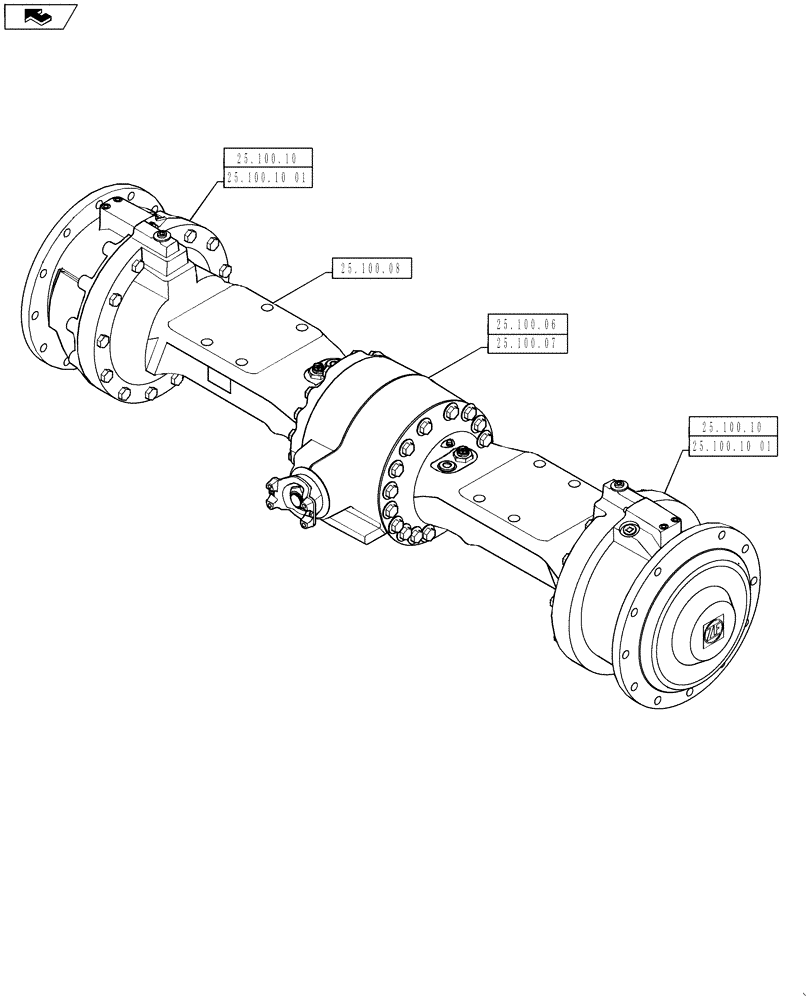 Схема запчастей Case 621F - (00.000.25) - PICTORIAL INDEX - FRONT AXLE (00) - GENERAL & PICTORIAL INDEX