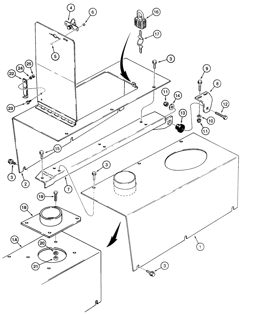 Схема запчастей Case 855E - (9-042) - HOOD (09) - CHASSIS/ATTACHMENTS