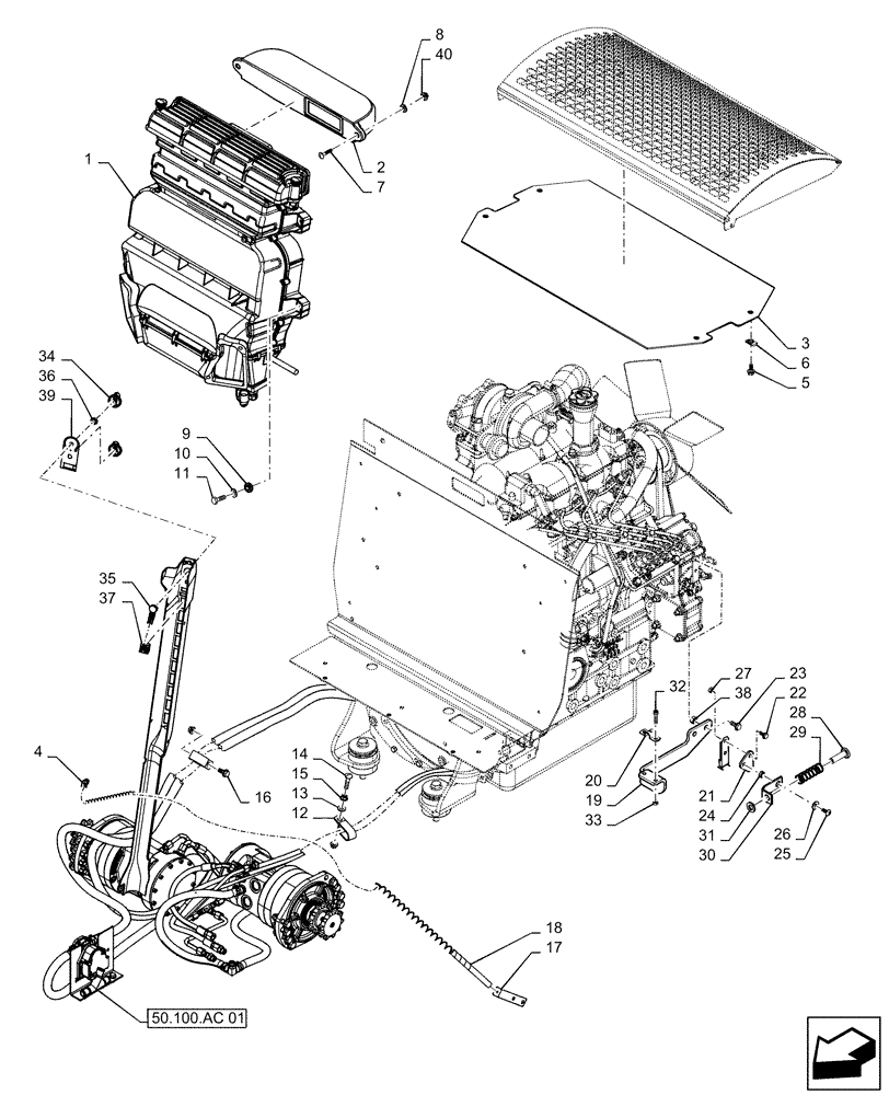 Схема запчастей Case SR175 - (50.100.AP[01]) - HEATER, MEDIUM FRAME (SR175, SV185) (50) - CAB CLIMATE CONTROL