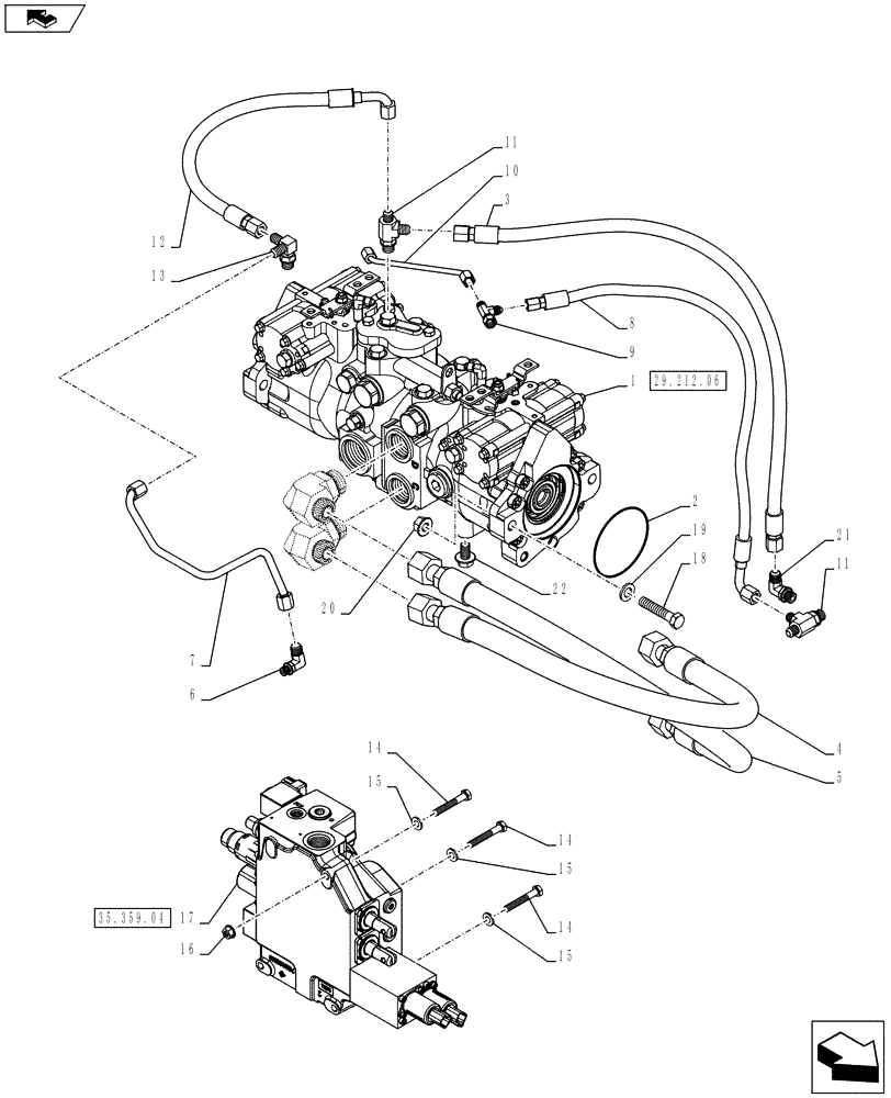 Схема запчастей Case SR200 - (29.204.AB[02]) - MECHANICAL, PUMP, HAND CONTROL VALVE (SR200) (29) - HYDROSTATIC DRIVE