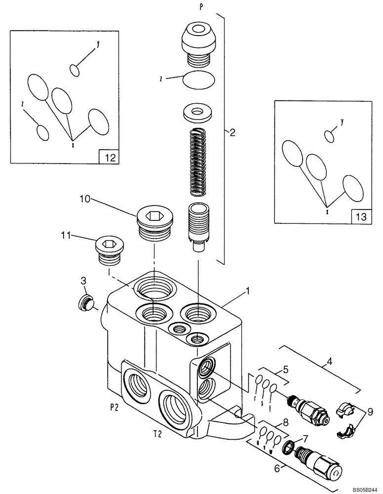 Схема запчастей Case 580M - (08-39A) - VALVE SECTION - INLET (WITH PILOT CONTROLS) (08) - HYDRAULICS