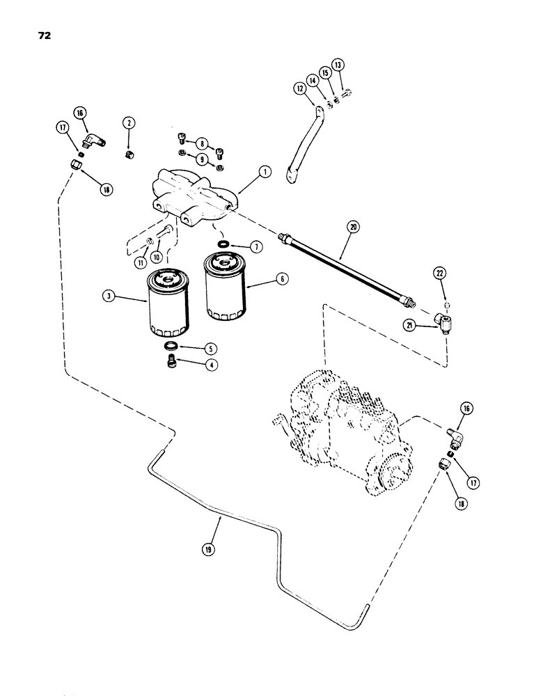 Схема запчастей Case 850B - (072) - FUEL FILTER SYSTEM, 336BD AND 336BDT DIESEL ENGINES (02) - FUEL SYSTEM