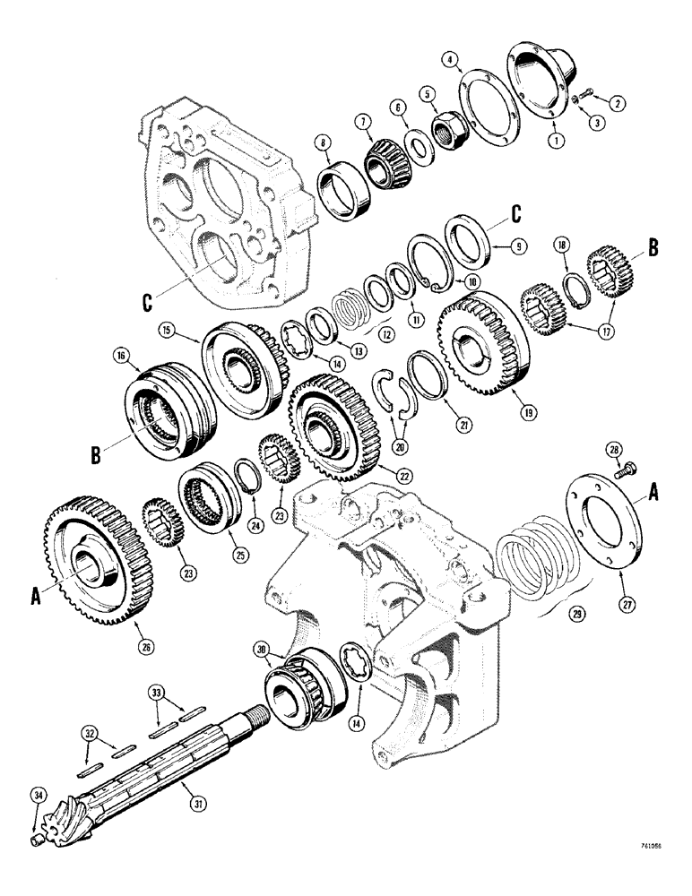 Схема запчастей Case 380CK - (090) - TRANSMISSION, PINION SHAFT (06) - POWER TRAIN