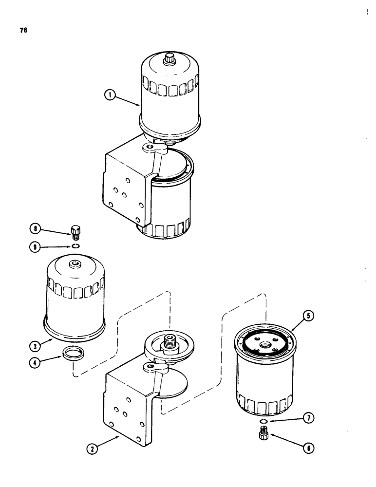 Схема запчастей Case 580SD - (076) - FUEL FILTER, 207 TURBOCHARGED DIESEL ENGINE, 207 NATURALLY ASPIRATED DIESEL ENGINE (03) - FUEL SYSTEM