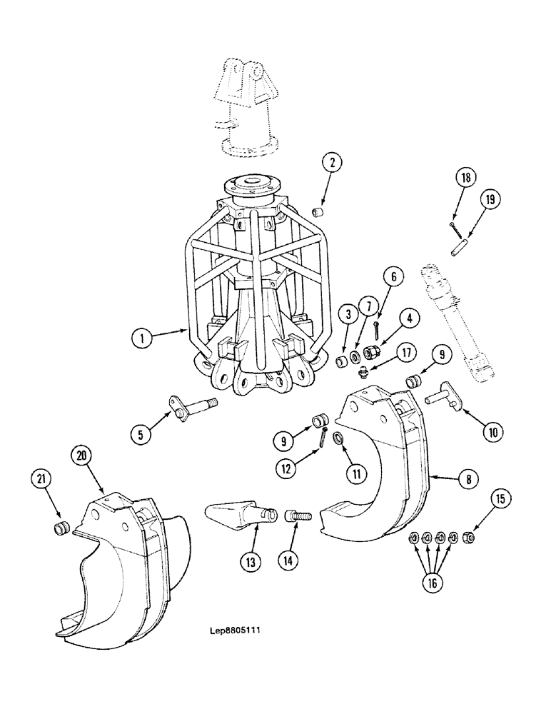 Схема запчастей Case 688C - (9G-60) - FIVE-TINE GRAB (05.1) - UPPERSTRUCTURE CHASSIS/ATTACHMENTS