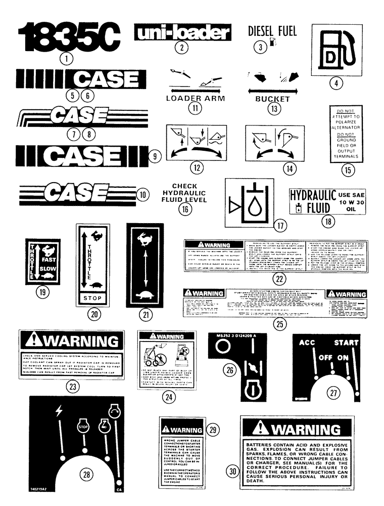 Схема запчастей Case 1835C - (9-60) - DECALS (09) - CHASSIS/ATTACHMENTS