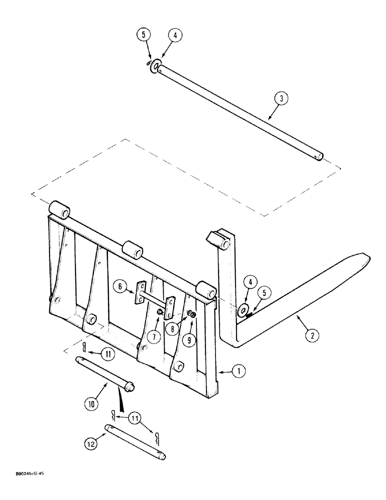 Схема запчастей Case 1818 - (9-08) - 30 INCH (760 MM) PALLET FORK (09) - CHASSIS/ATTACHMENTS