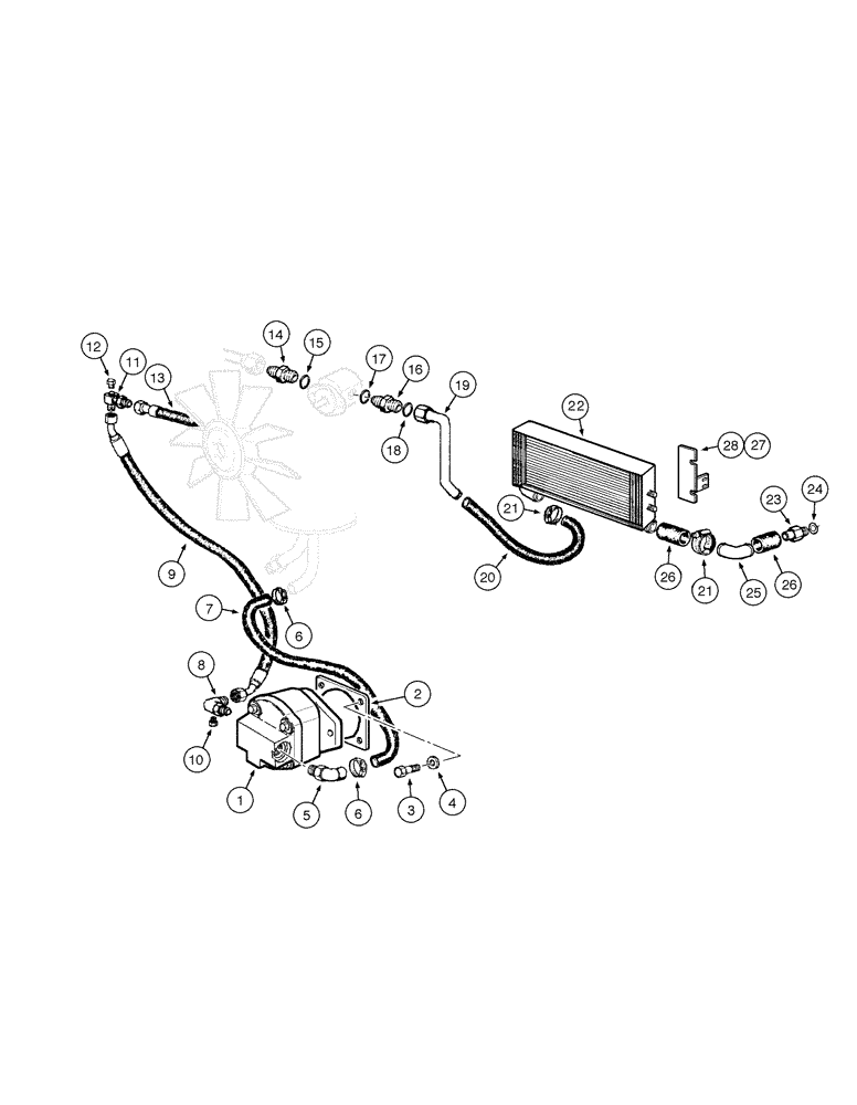 Схема запчастей Case 865 AWD - (08-084[01]) - ENGINE COOLING SYSTEM - FAN HYDRAULIC CIRCUIT (08) - HYDRAULICS