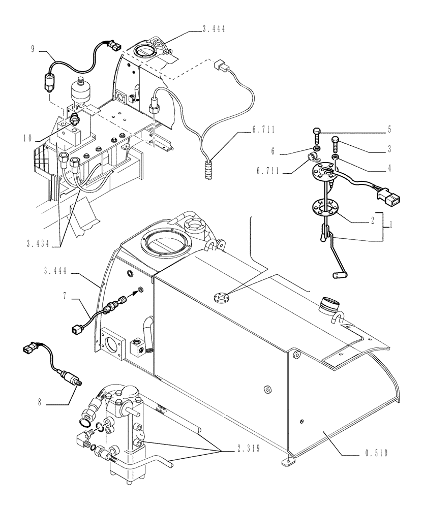 Схема запчастей Case 1850K - (6.712[04]) - ELECTRIC COMPONENTS Electrical System / Decals