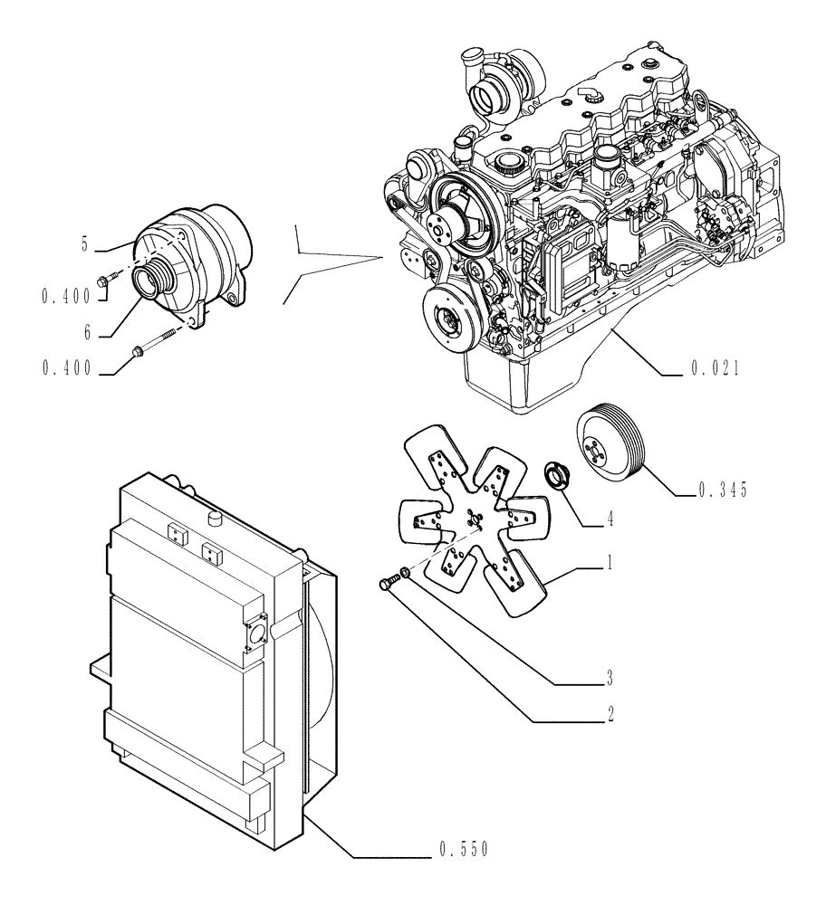 Схема запчастей Case 1850K - (0.505[04]) - ENGINE - RELATED PARTS - COMPONENTS (01) - ENGINE