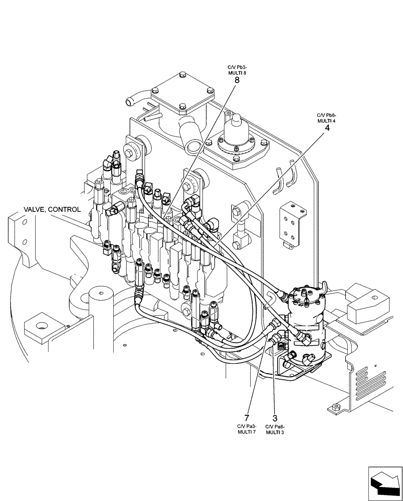 Схема запчастей Case CX31B - (01-052[00]) - CONTROL LINES, MULTI, J/D MULTI (35) - HYDRAULIC SYSTEMS