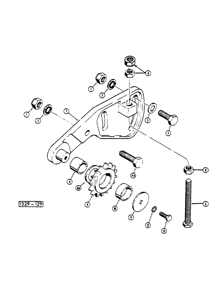 Схема запчастей Case 1529 - (114) - NO. 50 CHAIN BRACKET (14) - MAIN GEARBOX & DRIVE