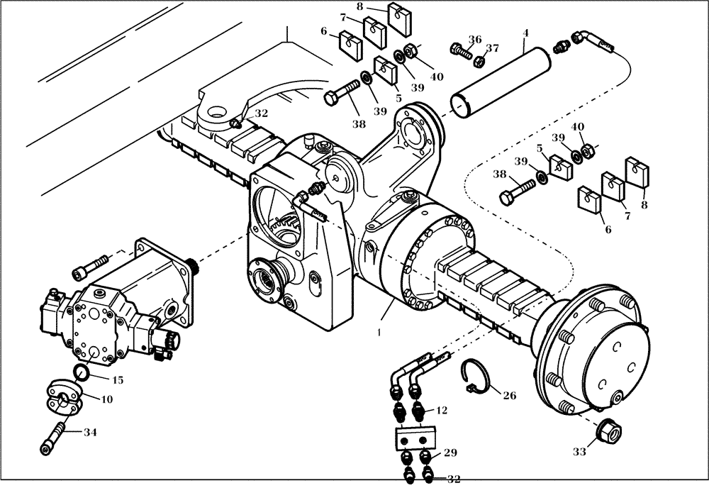 Схема запчастей Case 321D - (02.020[003]) - REAR AXLE INSTALLATION STANDARD (S/N 591052-UP) No Description