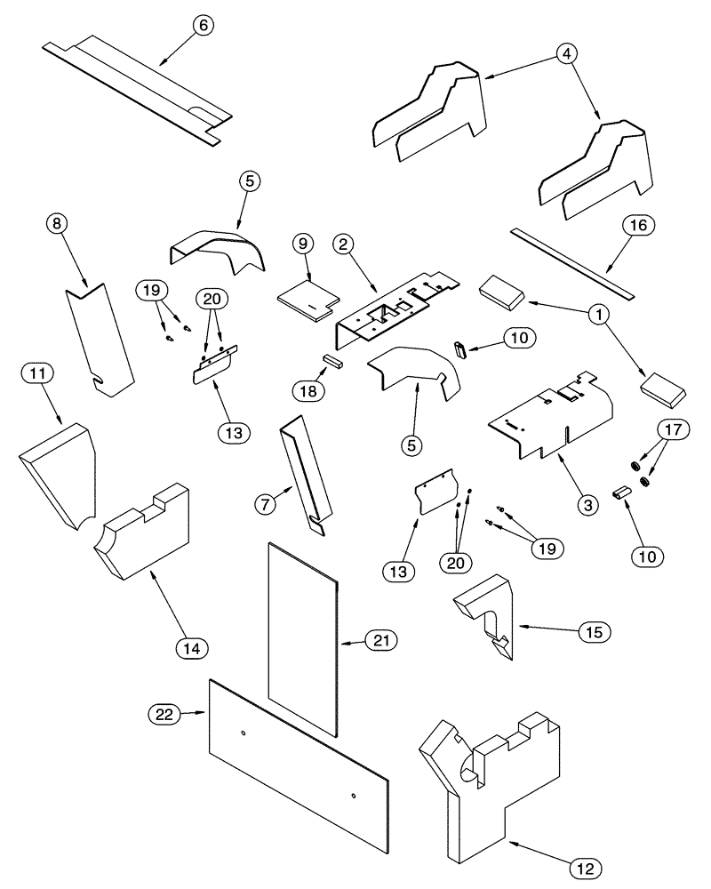 Схема запчастей Case 85XT - (09-26) - SOUNDPROOFING PANELS Europe (09) - CHASSIS