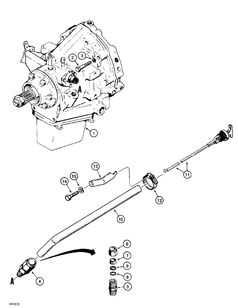 Схема запчастей Case 584E - (6-08) - POWER SHUTTLE MOUNTING AND DIPSTICK (06) - POWER TRAIN