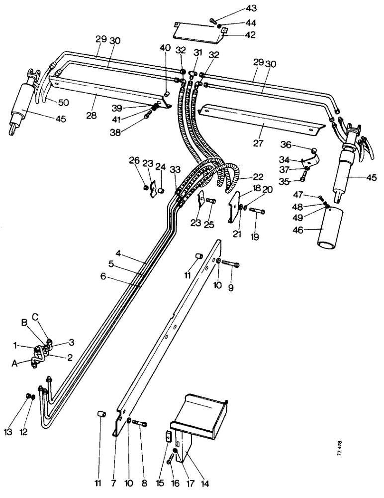 Схема запчастей Case 850 - (H03-1) - ANGLE TILT PITCH DOZER HYDRAULICS, TILT AND PITCH CIRCUIT (07) - HYDRAULIC SYSTEM