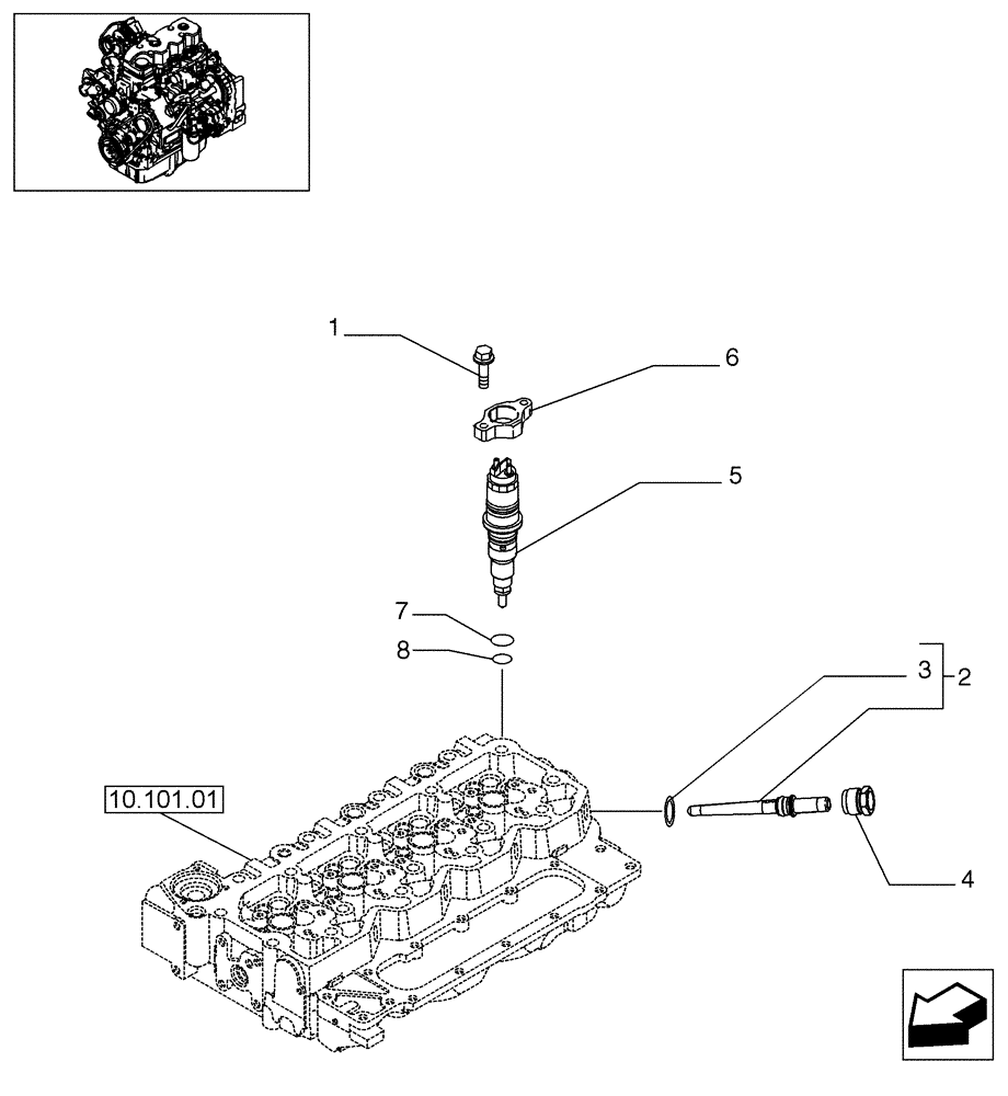 Схема запчастей Case 580SM - (10.218.03) - INJECTION EQUIPMENT - INJECTOR (10) - ENGINE