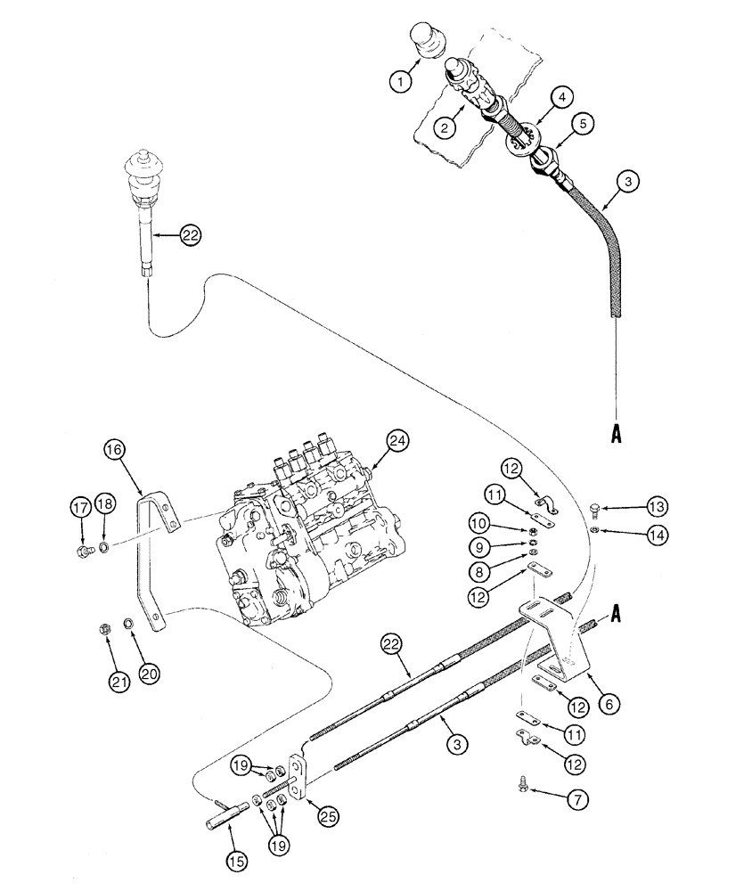 Схема запчастей Case 960 - (03-03) - CONTROLS THROTTLE (03) - FUEL SYSTEM