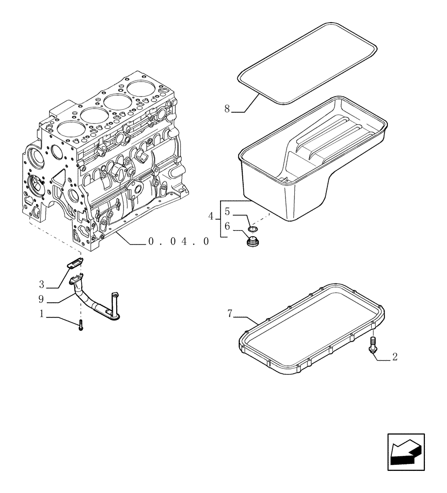 Схема запчастей Case TX1055 - (0.04.2[01]) - ENGINE OIL SUMP (10) - ENGINE