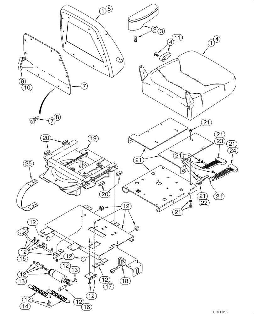 Схема запчастей Case 580M - (09-54) - SEAT ASSY, AIR SUSPENSION (09) - CHASSIS/ATTACHMENTS