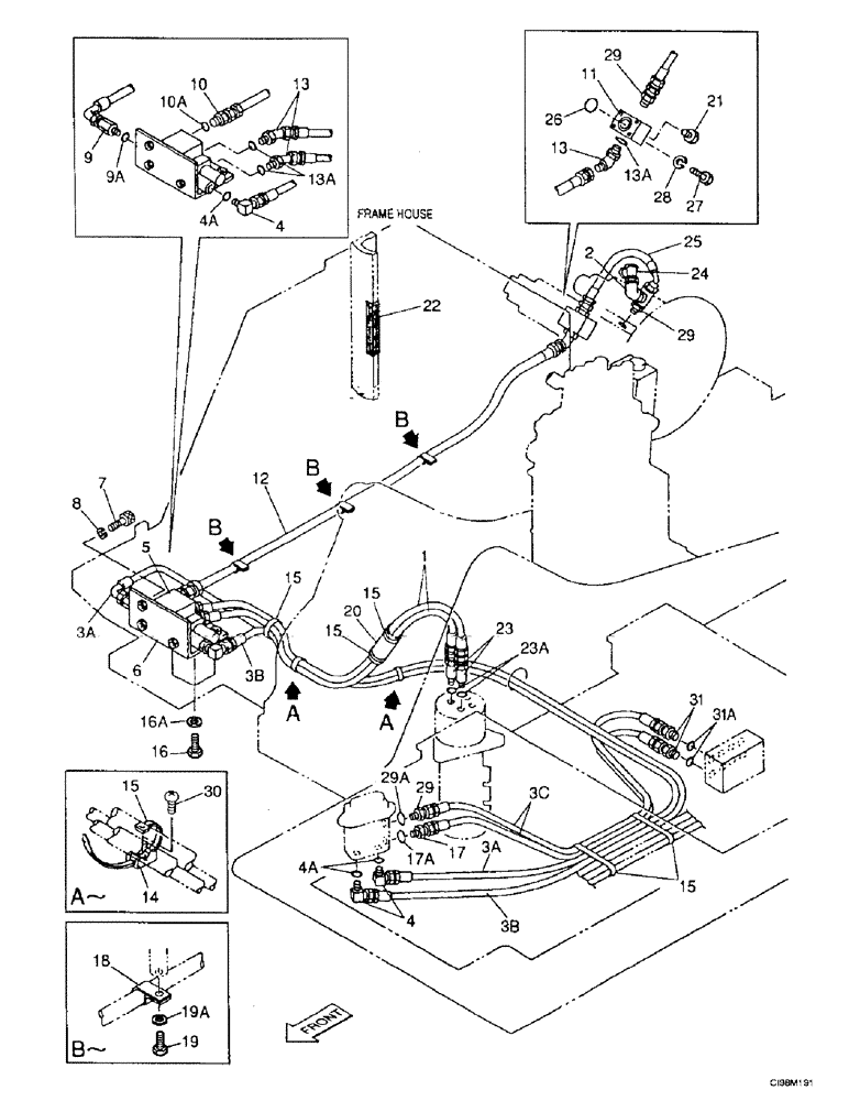 Схема запчастей Case 9007B - (8-022) - HYDRAULIC CIRCUIT - DOZER BLADE (08) - HYDRAULICS