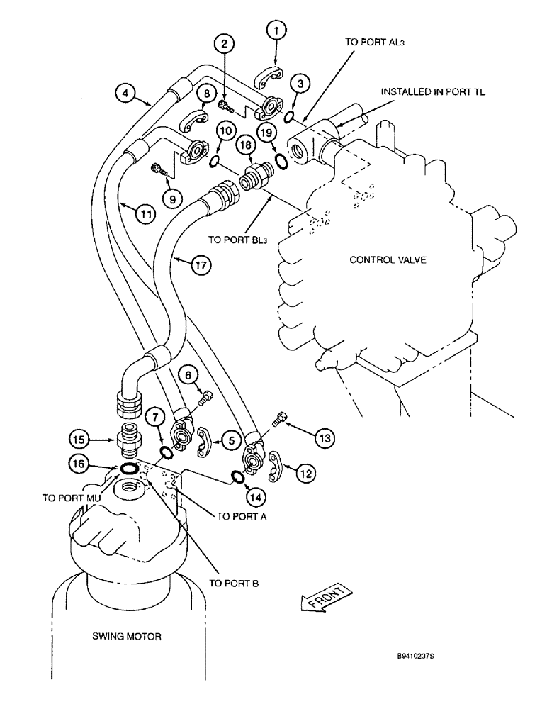 Схема запчастей Case 9040B - (8-062) - SWING MOTOR CIRCUIT (08) - HYDRAULICS