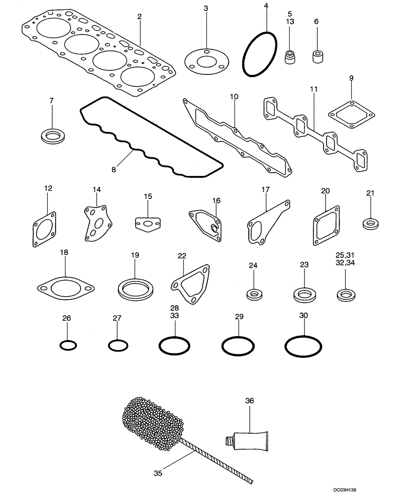 Схема запчастей Case CX47 - (02-22[00]) - GASKET KIT (02) - ENGINE