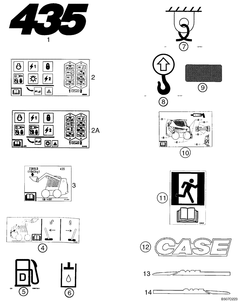 Схема запчастей Case 435 - (09-42) - DECALS (09) - CHASSIS