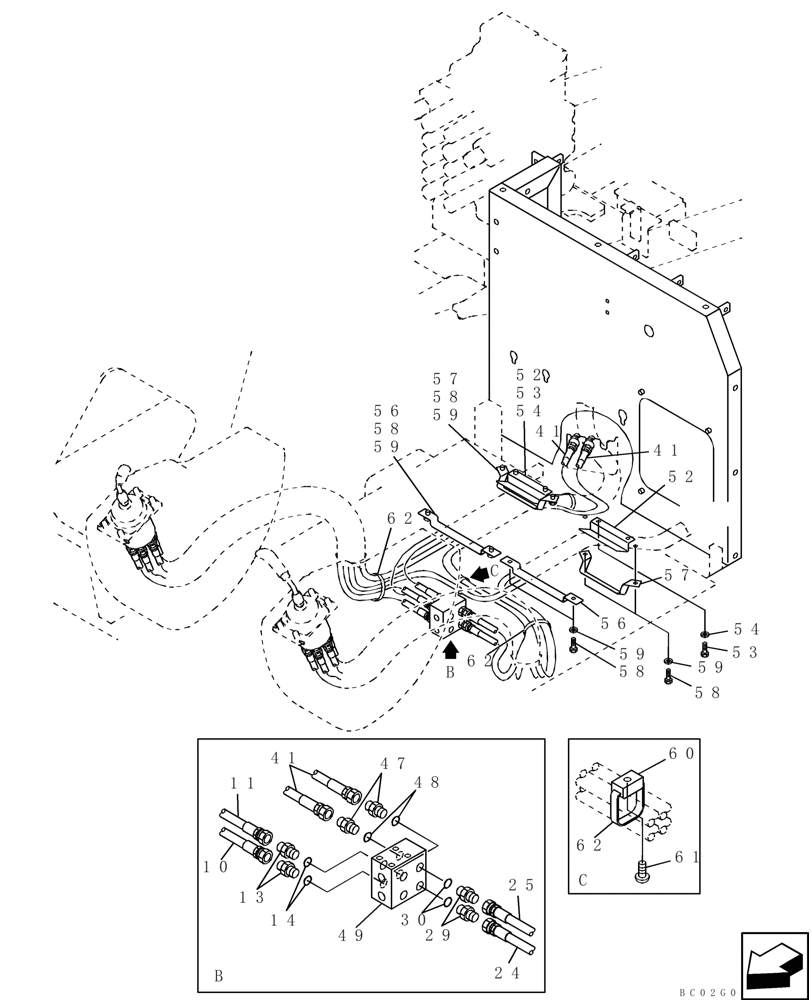 Схема запчастей Case CX240LR - (08-16) - PILOT CONTROL LINES, ATTACHMENT - ALL MODELS (08) - HYDRAULICS