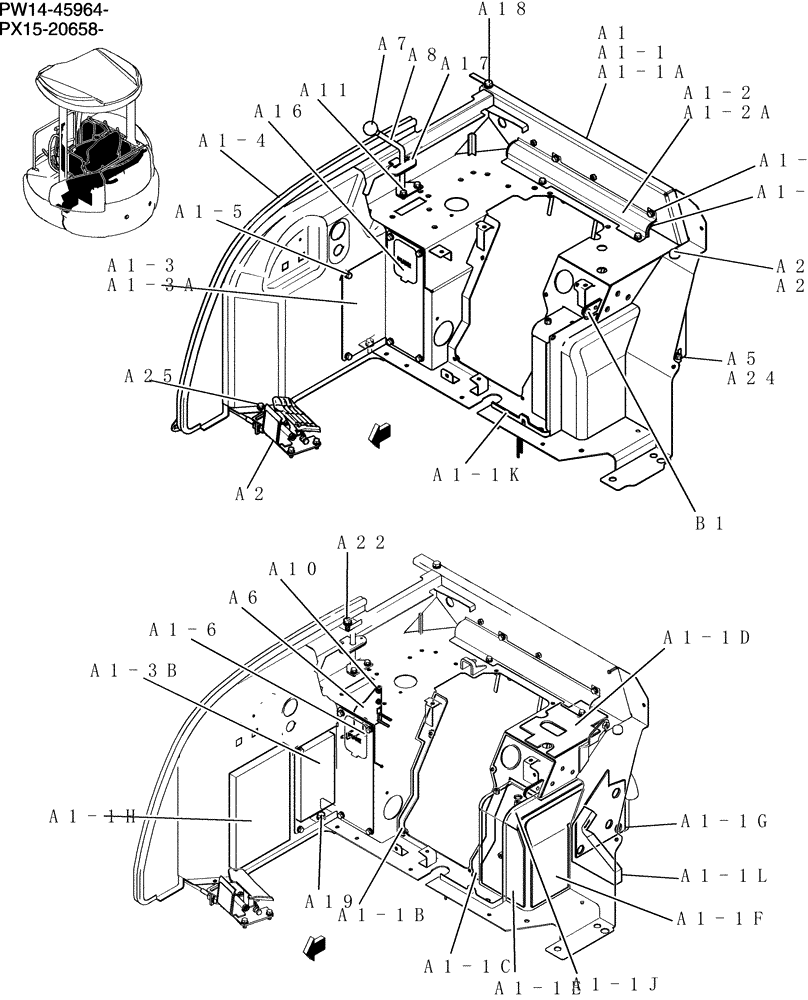 Схема запчастей Case CX31B - (135-17[1]) - CONTROLS, OPERATORS (CANOPY) (00) - GENERAL & PICTORIAL INDEX