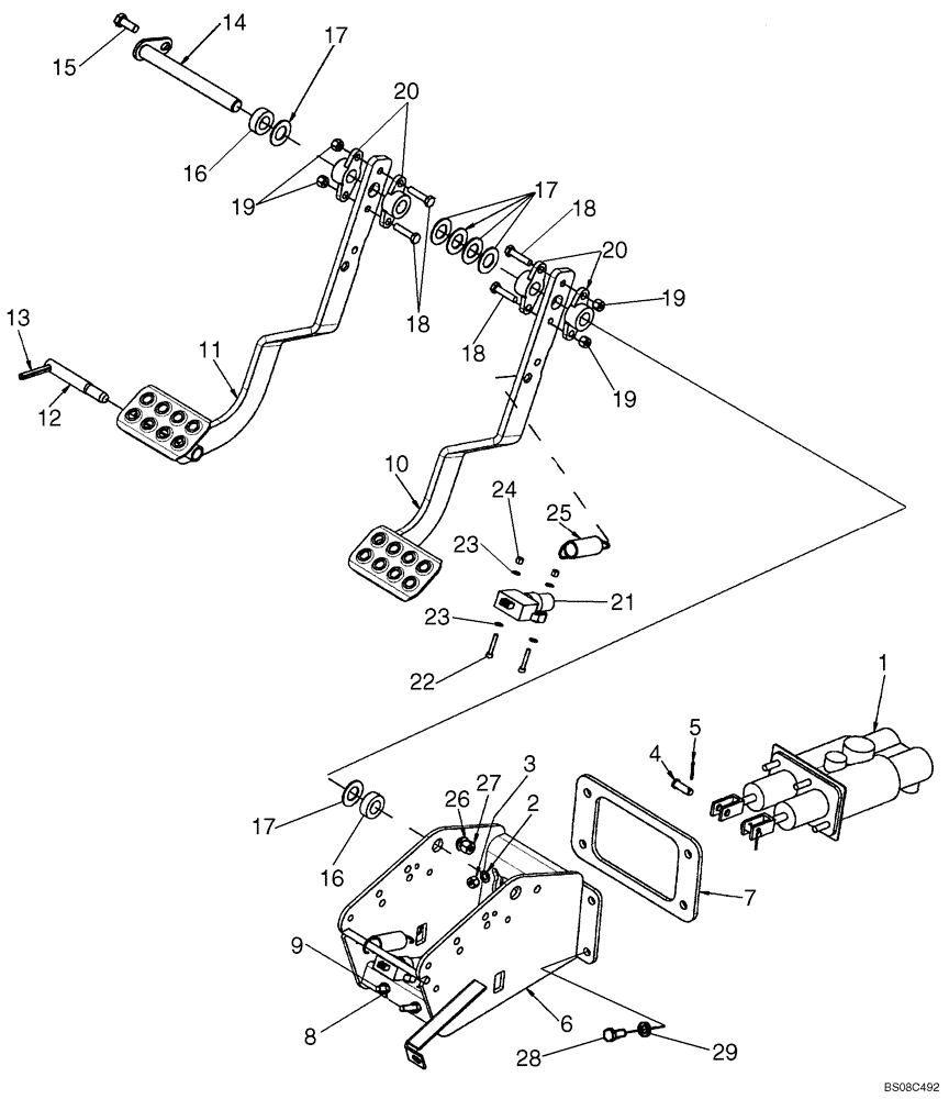 Схема запчастей Case 580M - (07-03) - BRAKE - PEDALS (07) - BRAKES