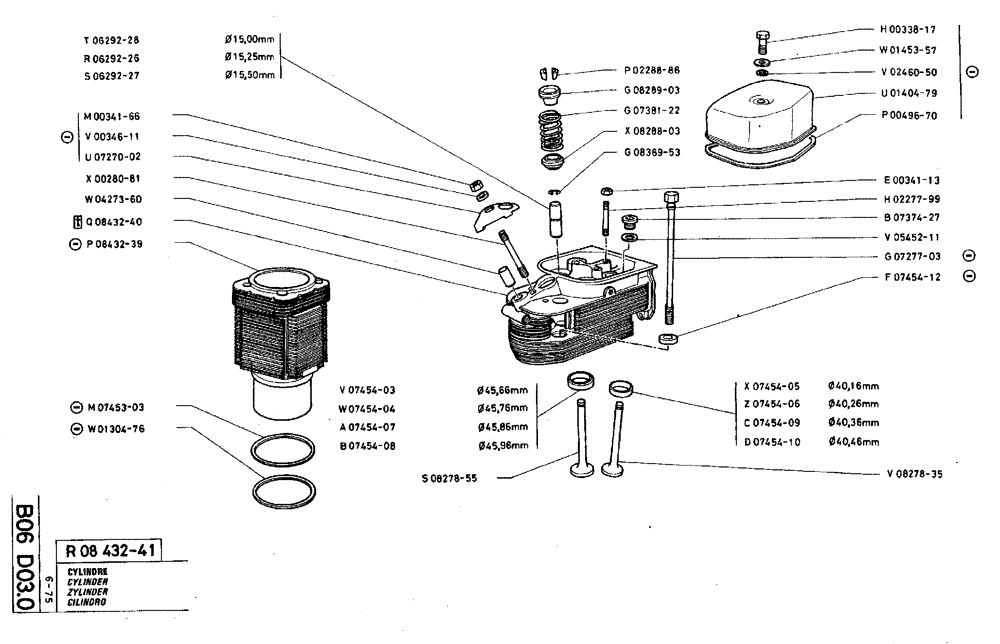 Схема запчастей Case TY45 - (B06 D03.0) - CYLINDER (01) - ENGINE