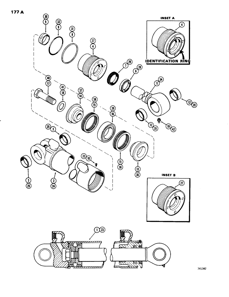 Схема запчастей Case 26S - (177A) - D33596 DIPPER CYLINDER, GLAND HAS IDENTIFICATION RING 