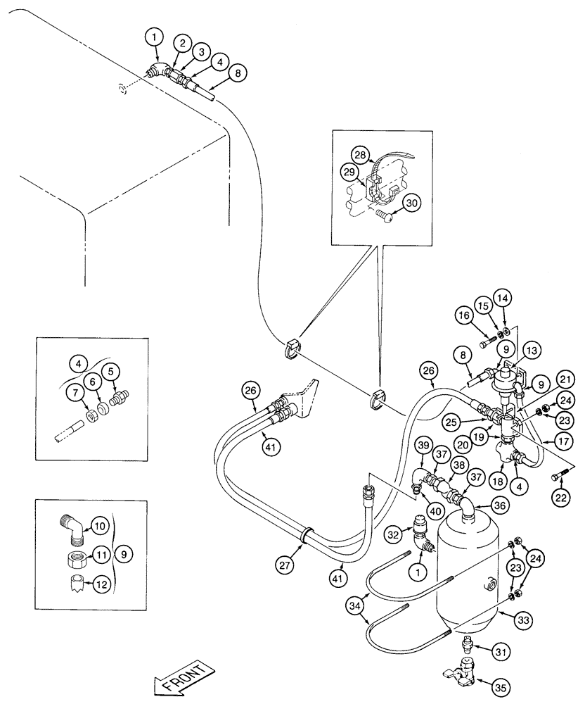 Схема запчастей Case 9060 - (8-094) - AIR LINES, PRESSURE REDUCING VALVE TO BULKHEAD (08) - HYDRAULICS