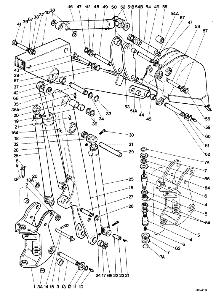 Схема запчастей Case 580F - (296) - SIDE SHIFT BACKHOE, CONTROL TOWER AND BOOM (84) - BOOMS, DIPPERS & BUCKETS