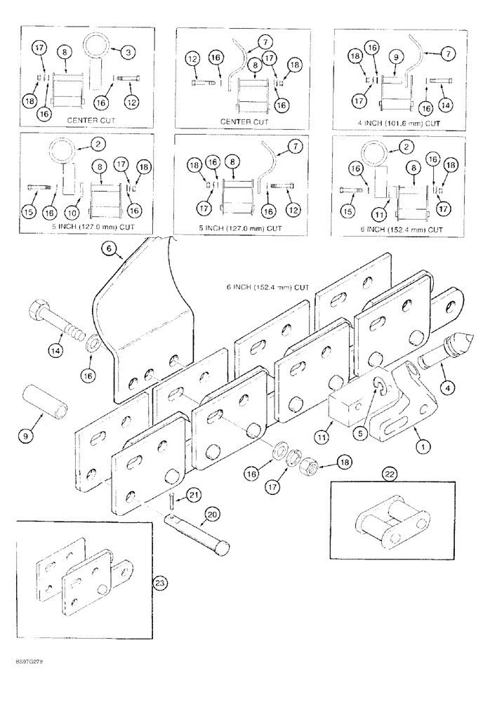 Схема запчастей Case 60 - (09-028) - MIXED 1/2 CUP 1/2 CARBIDE CUTTERS, USED WITH HEAVY DUTY 165 CHAIN (38,000 LBS.) 