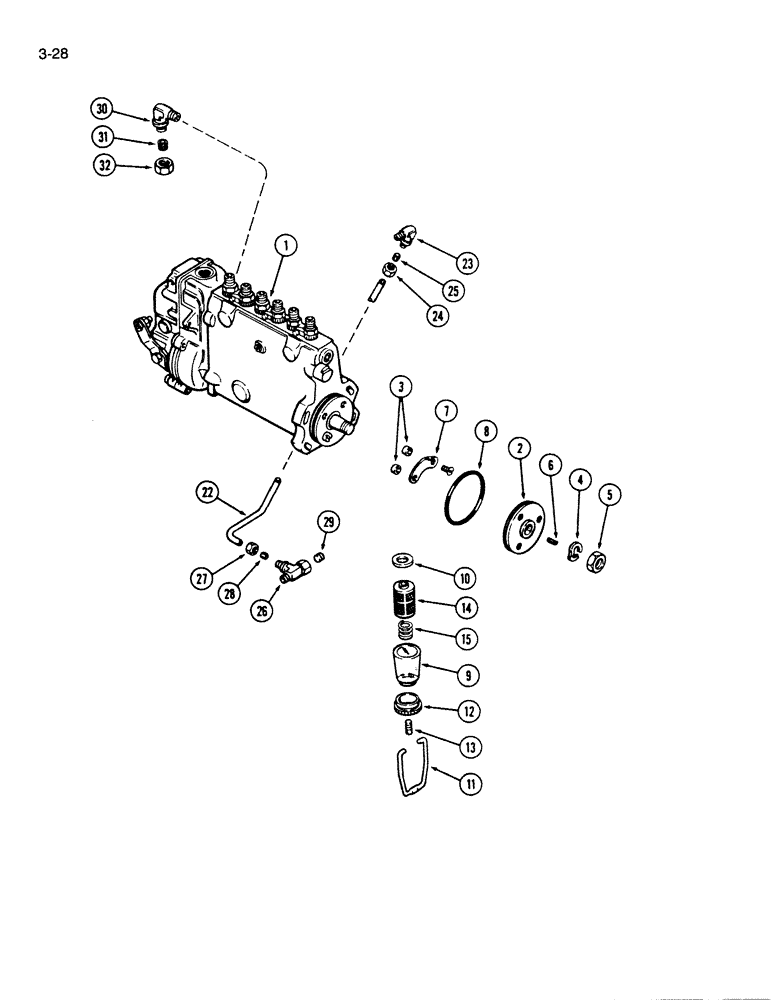 Схема запчастей Case W18B - (3-28) - FUEL INJECTION PUMP, 504BD AND 504BDT ENGINE (03) - FUEL SYSTEM